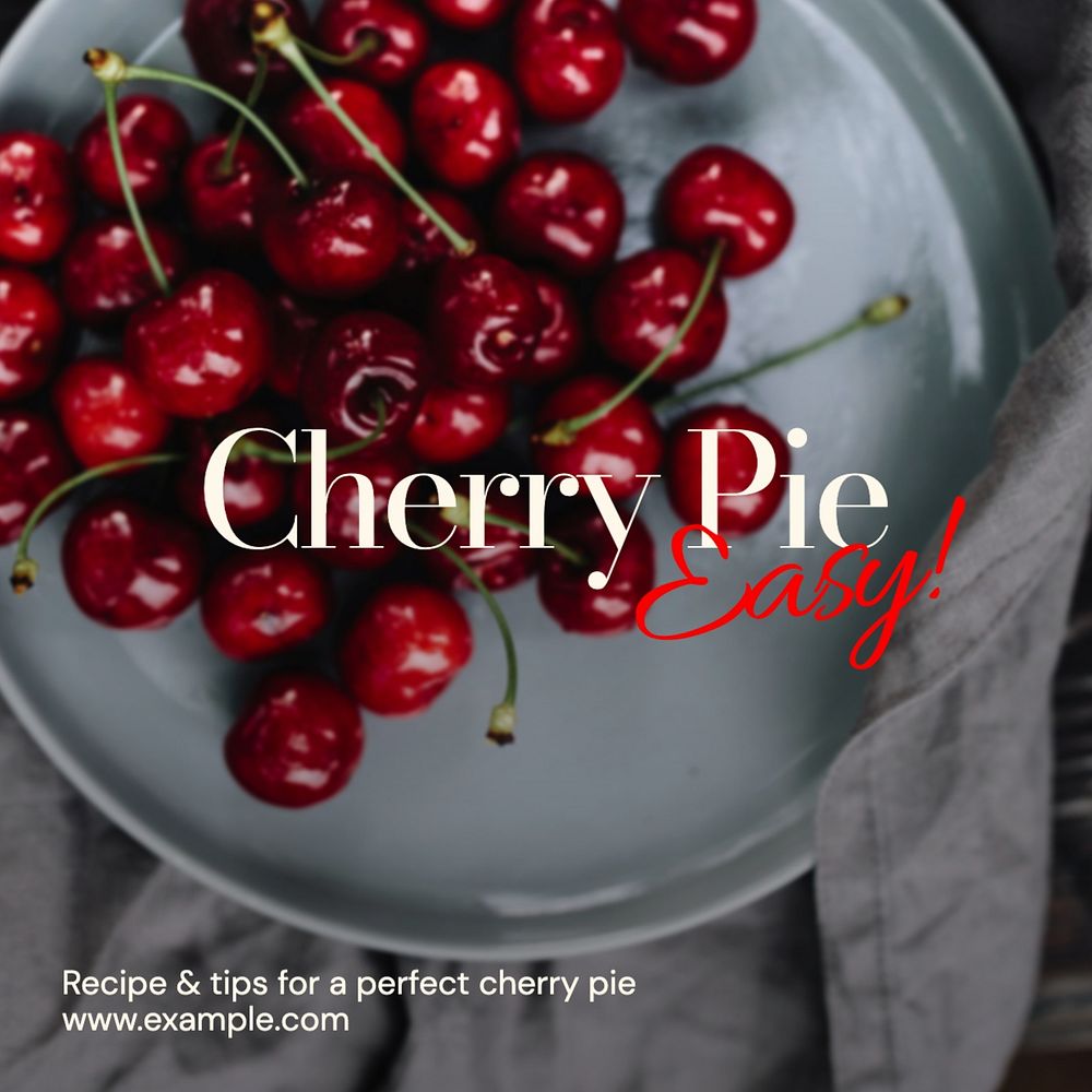 Cherry pie Instagram post template, editable social media design