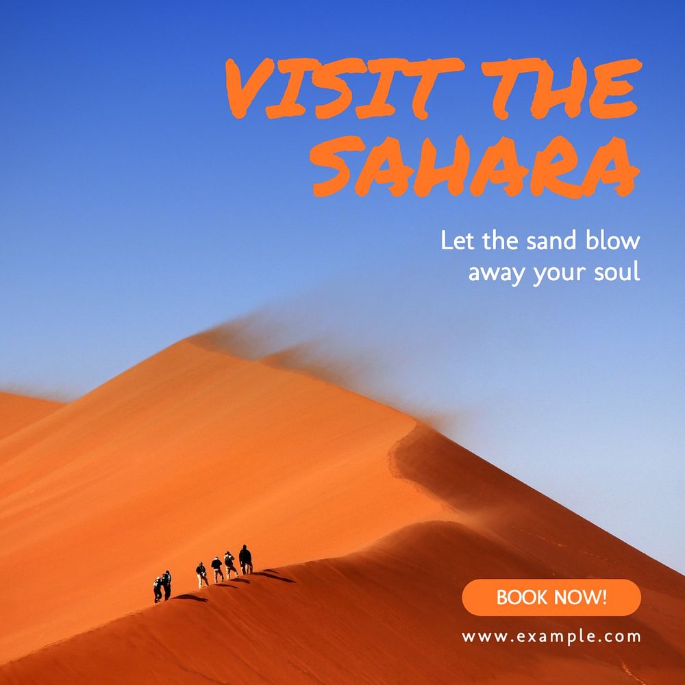 Visit Sahara Instagram post template, editable social media design