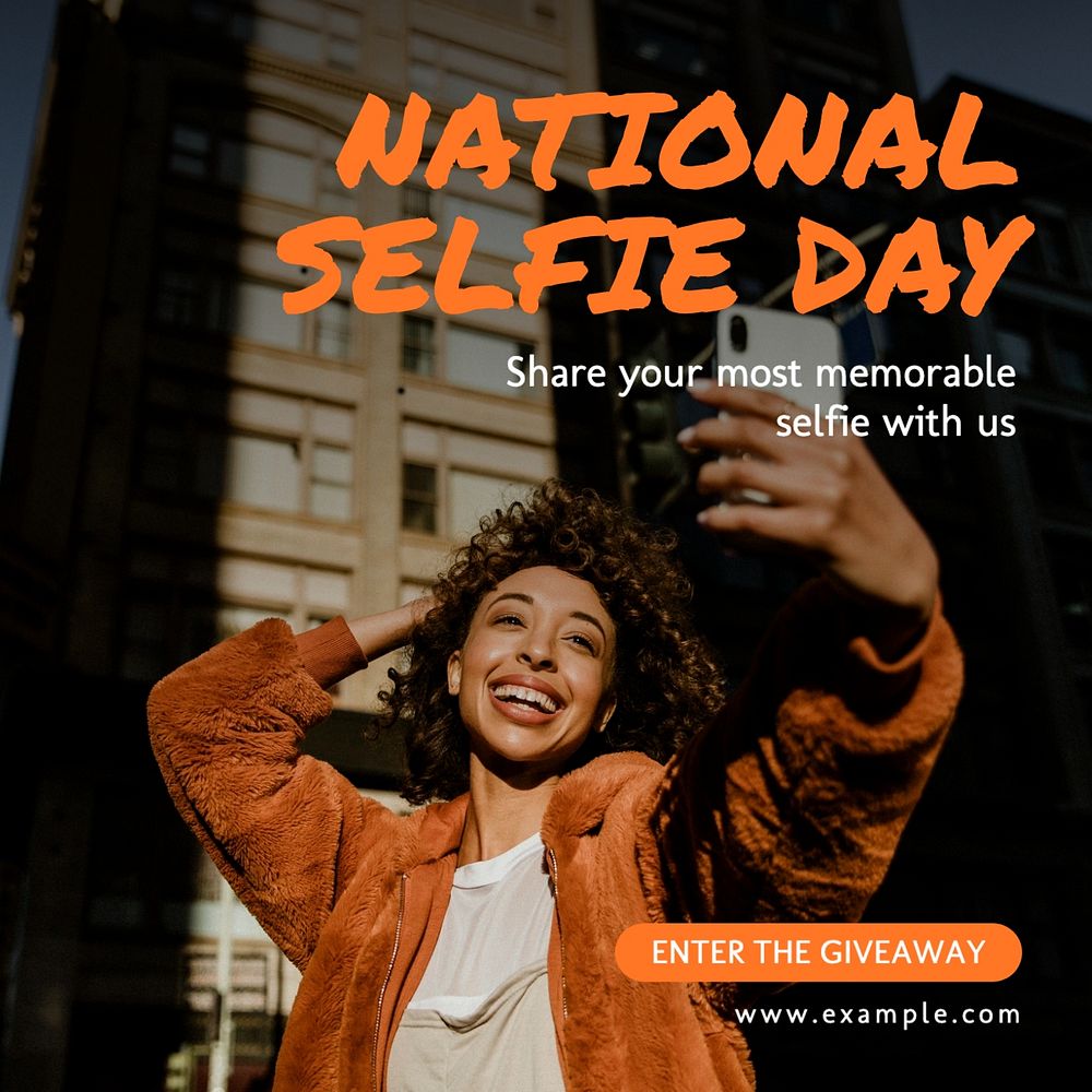 National selfie day Instagram post template, editable social media design