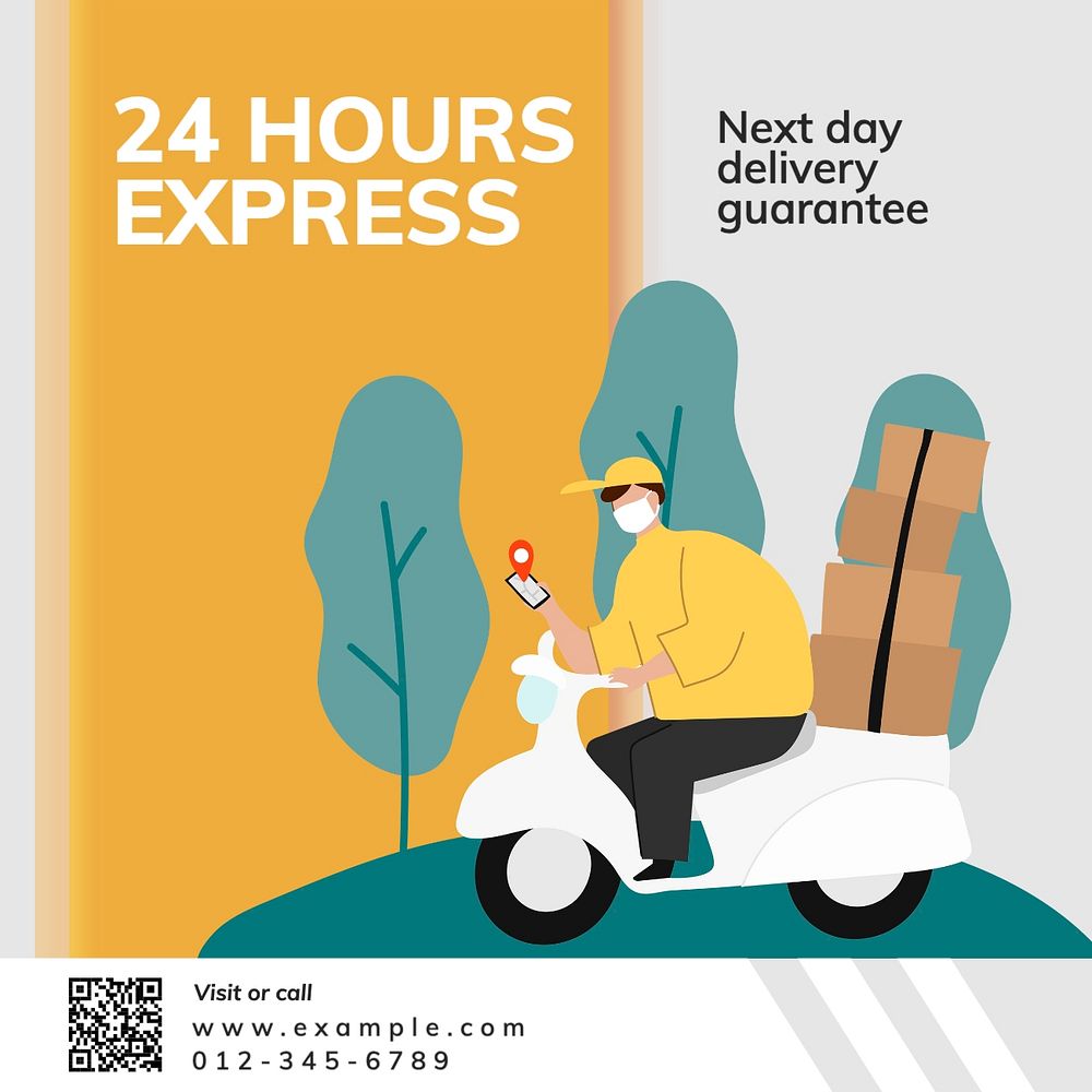 Express delivery Facebook post template, editable design