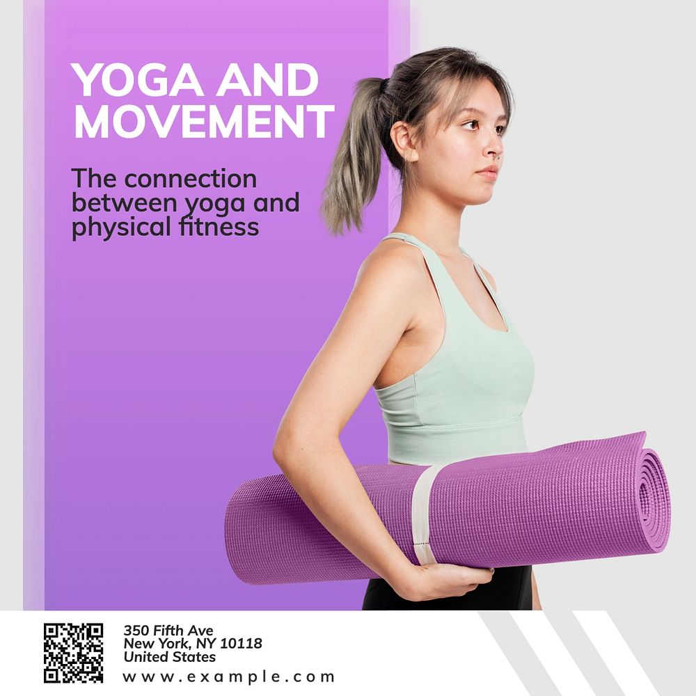 Yoga and movement Facebook post template, editable design