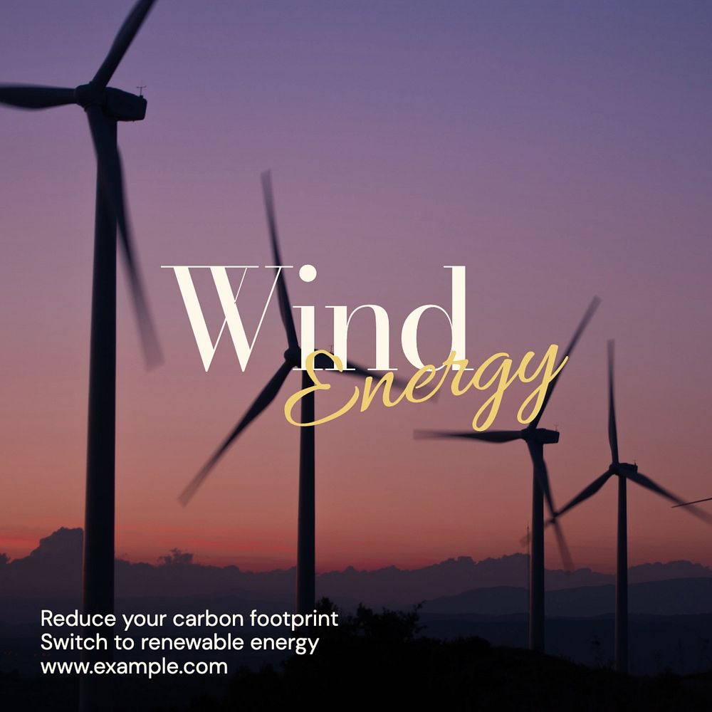 Wind energy Instagram post template, editable social media design