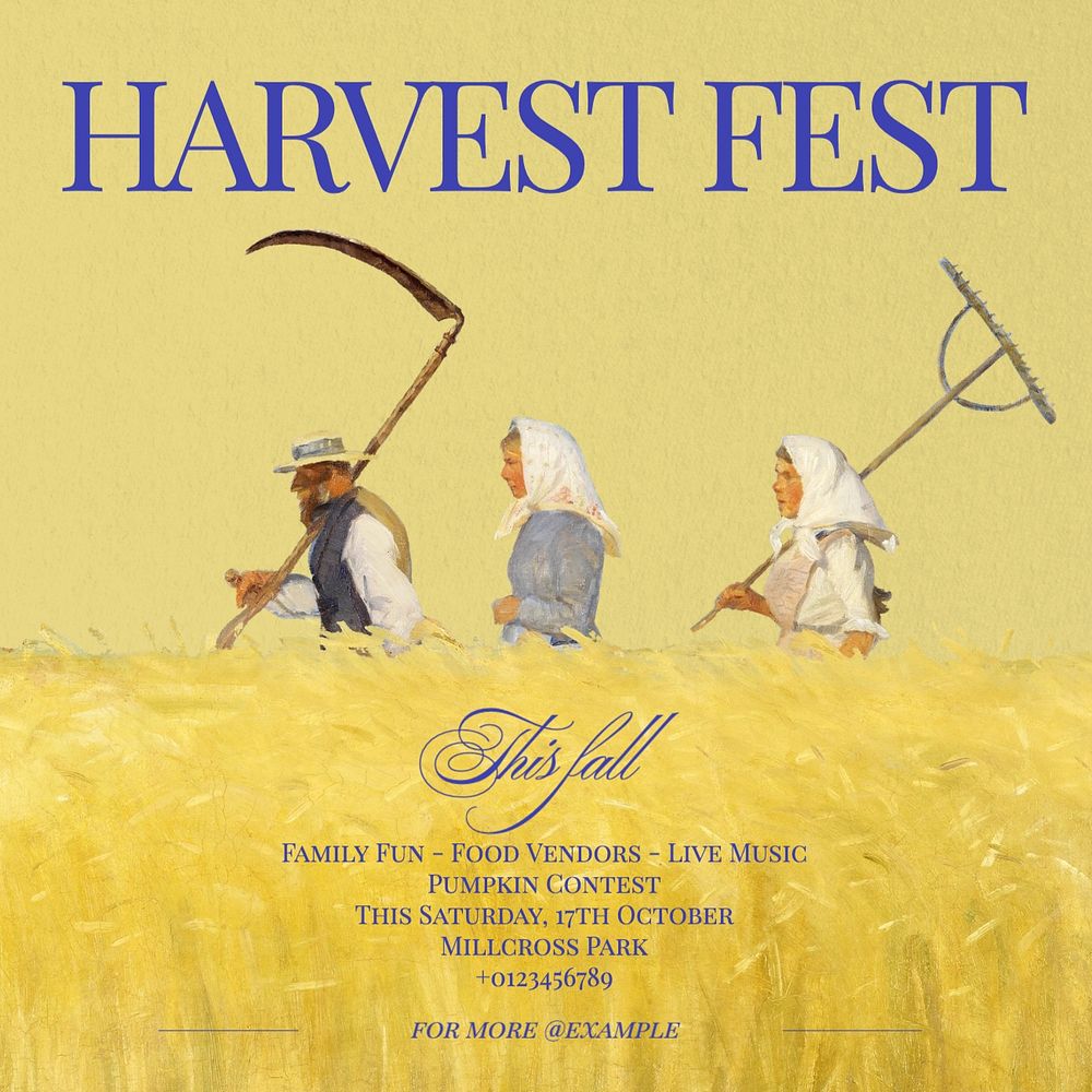 Harvest fest Facebook post template, editable design