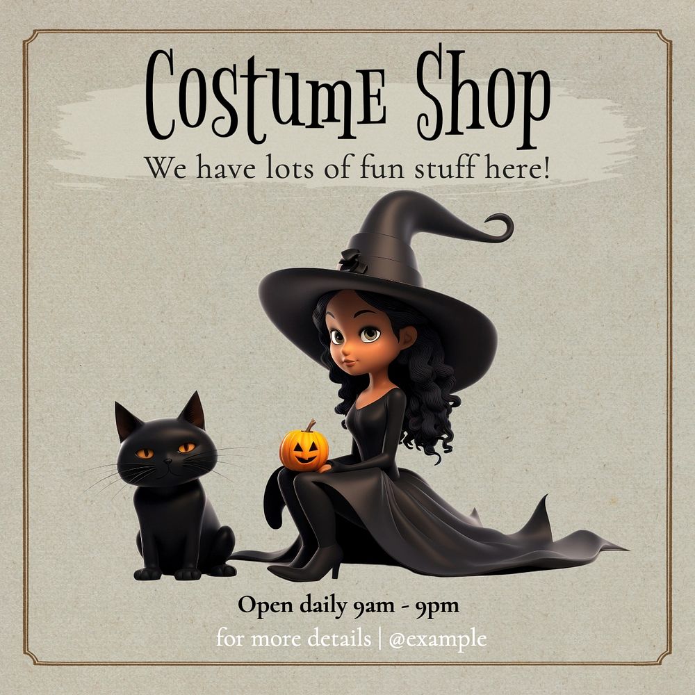 Costume shop post template, editable social media design