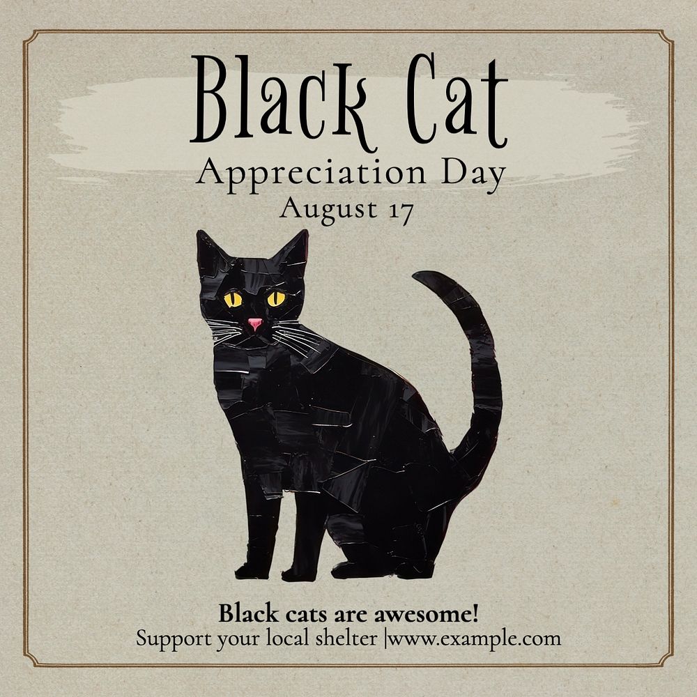 Black cat post template, editable social media design