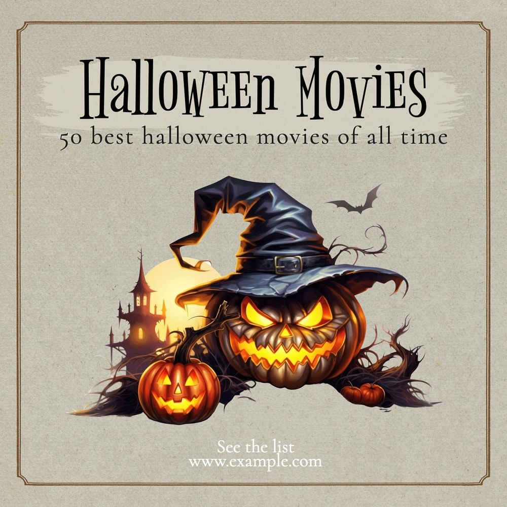 Halloween movies post template, editable social media design