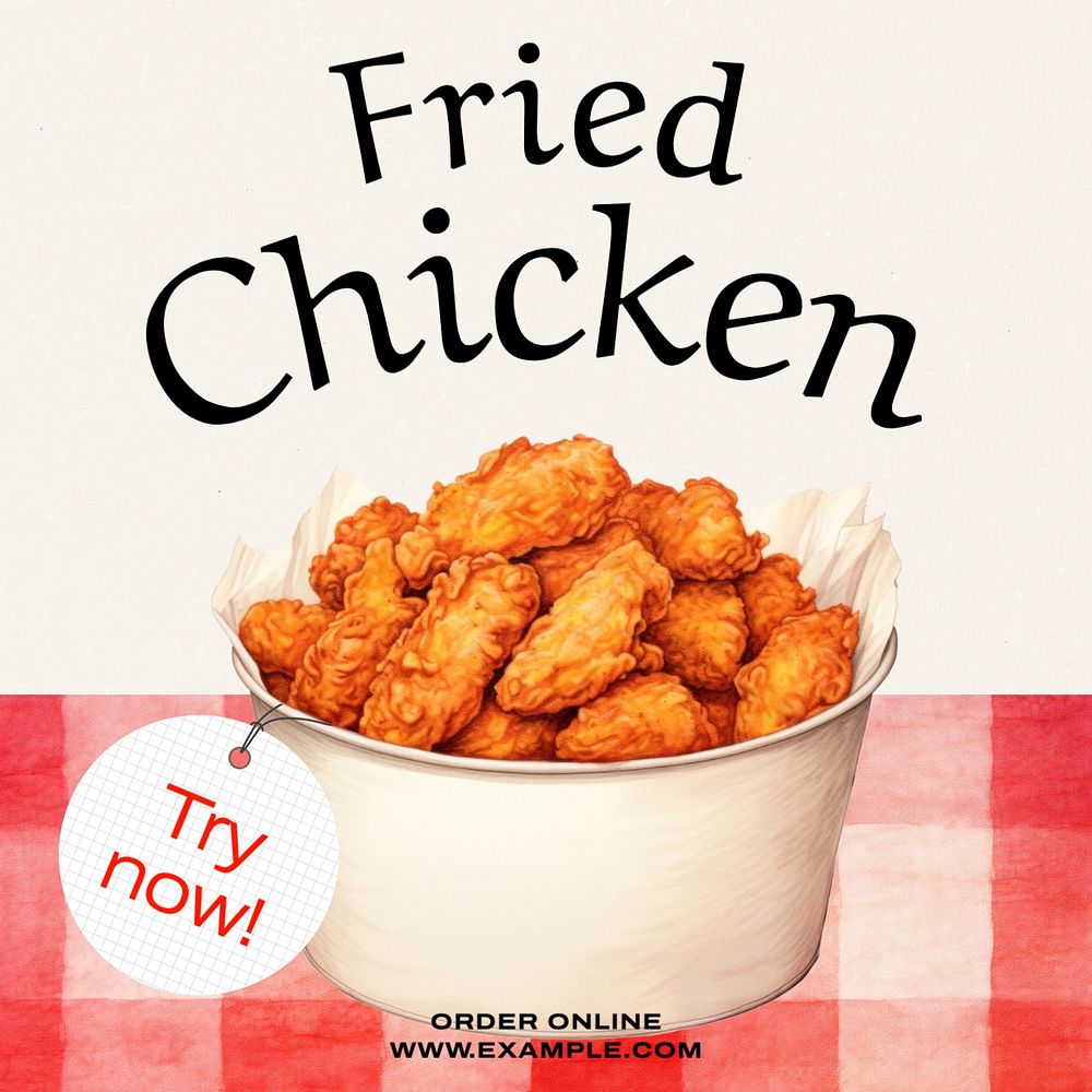 Fried chicken post template, editable social media design