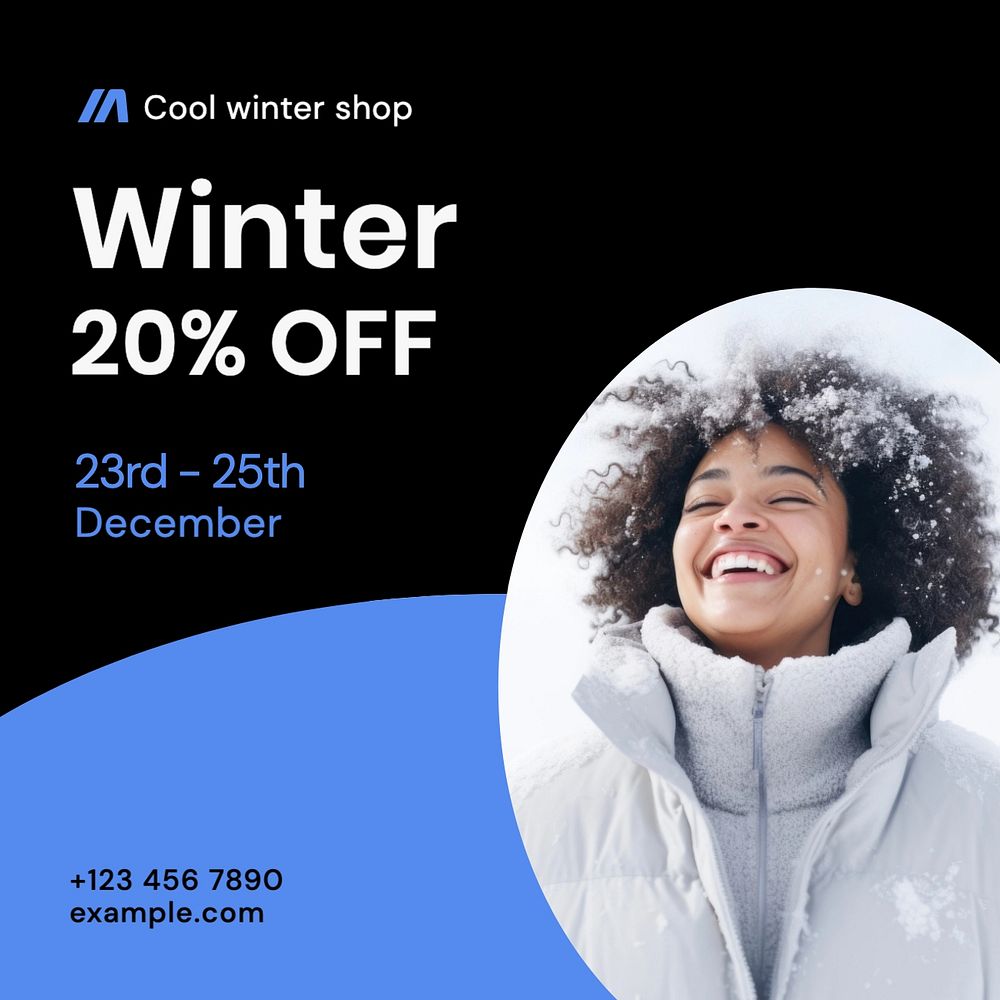 Winter clothes sale Instagram post template, editable social media design