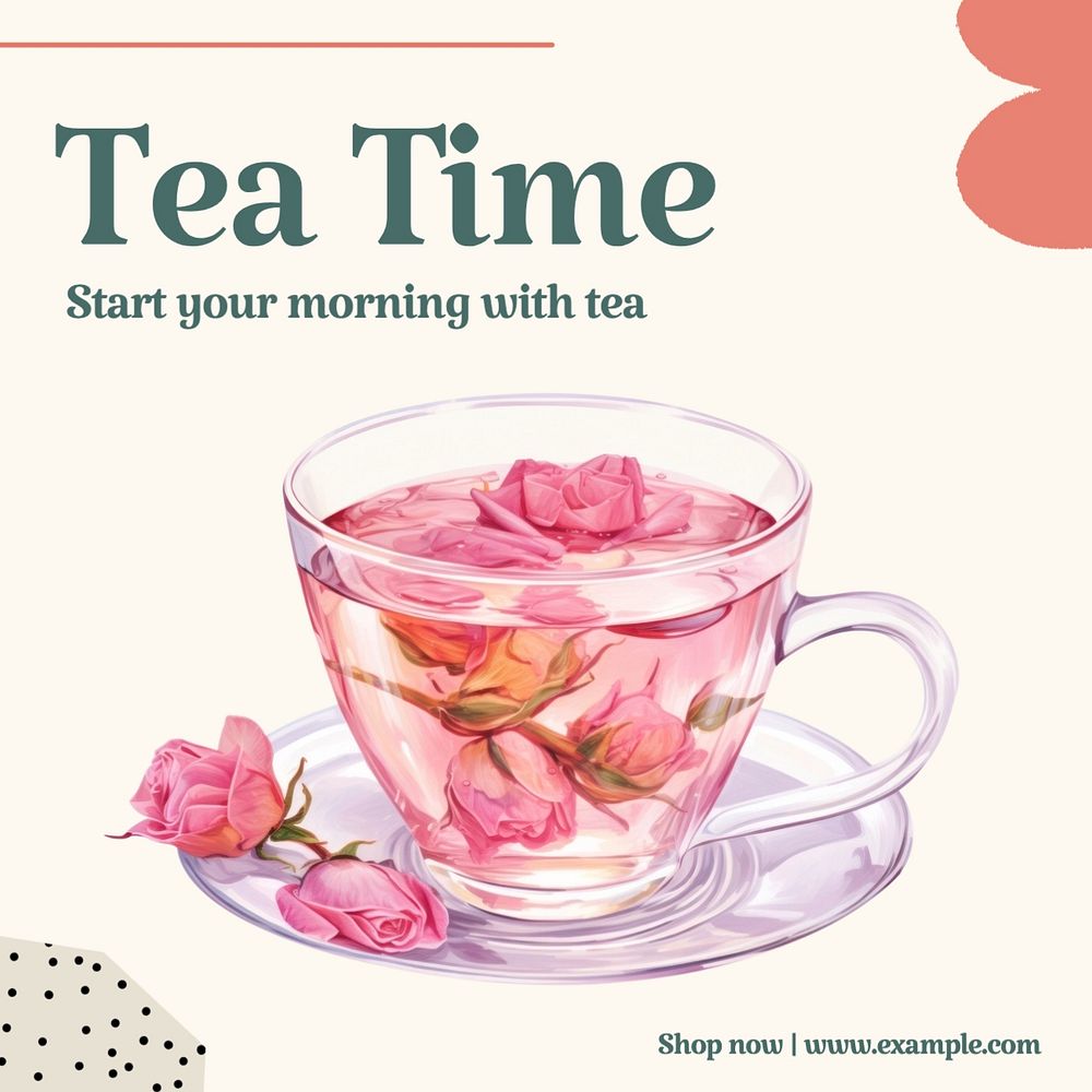 Tea time post template, editable social media design