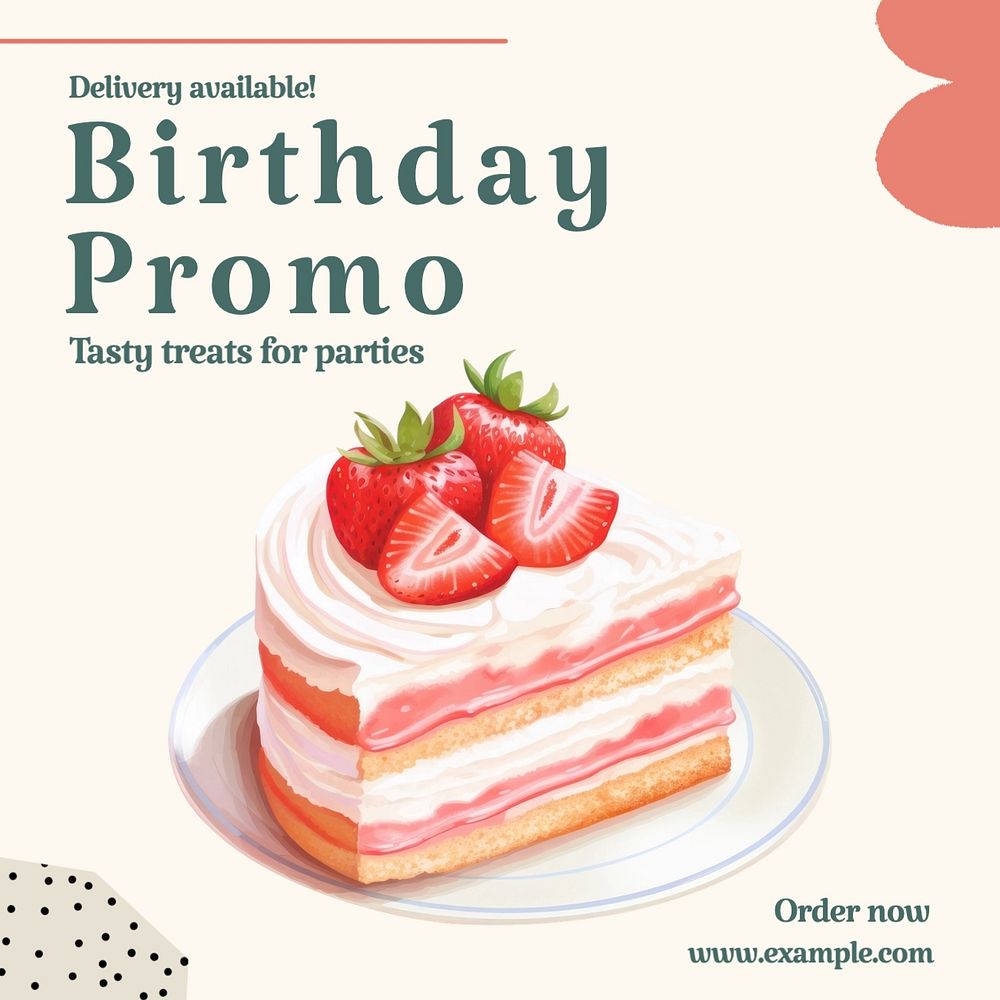 Birthday promo post template, editable social media design