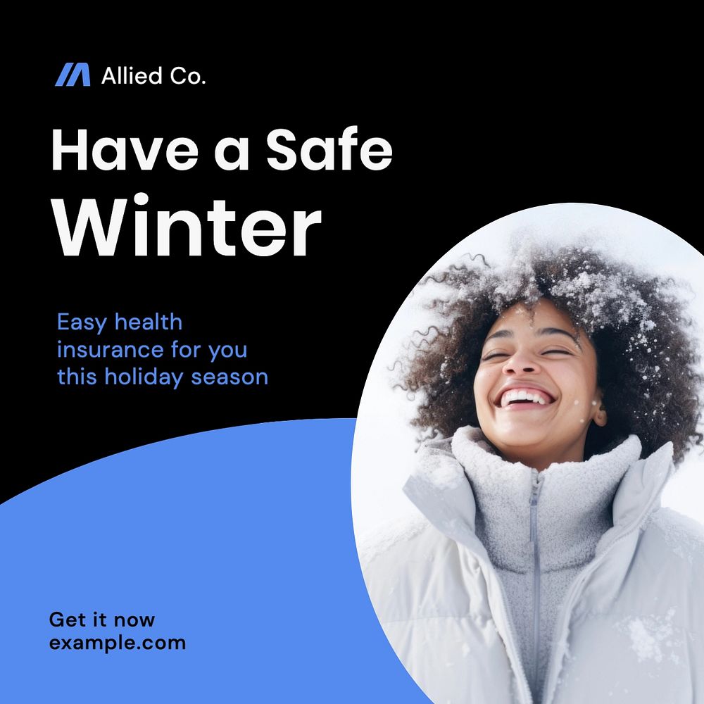 Winter insurance Instagram post template, editable social media design