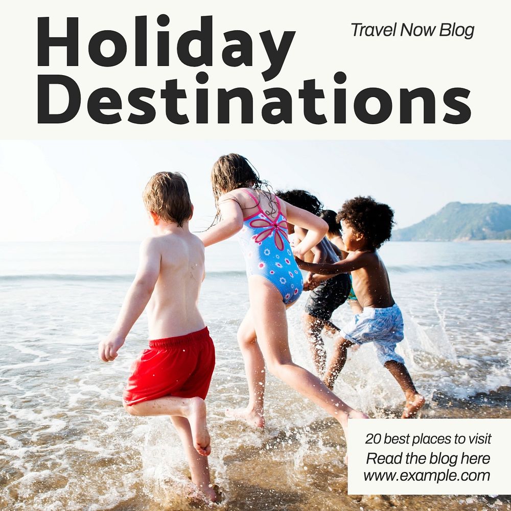 Holiday destinations Facebook post template, editable design