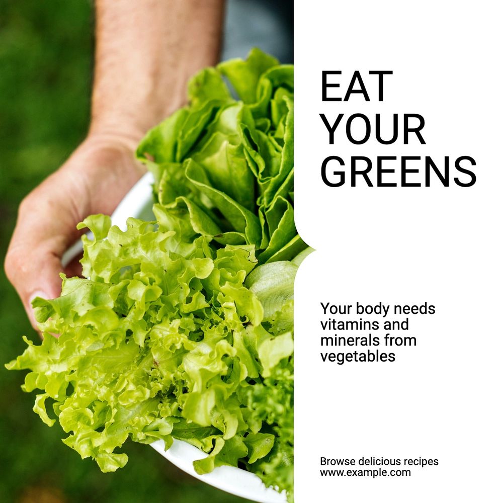 Eat your greens Facebook post template, editable design