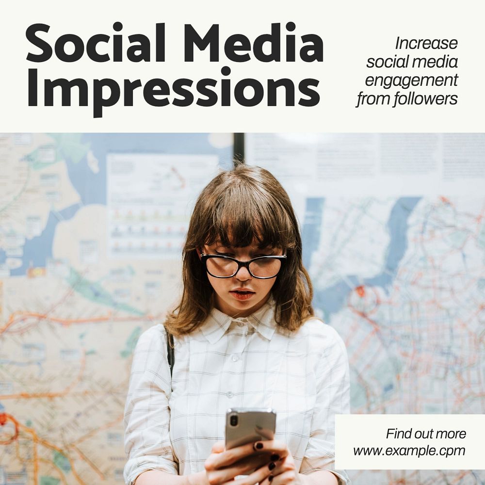 Social media impressions Facebook post template, editable design