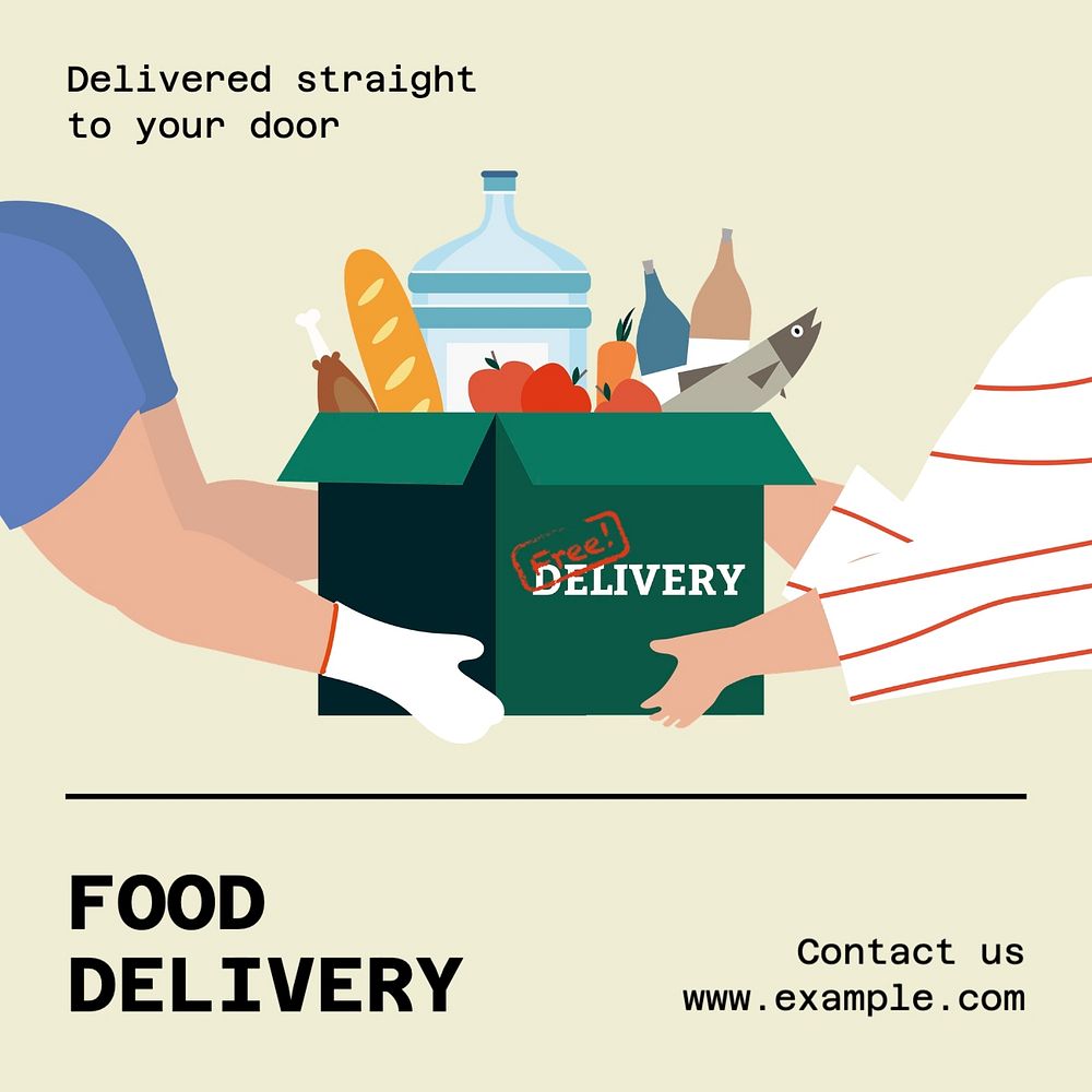 Food delivery Facebook post template, editable design