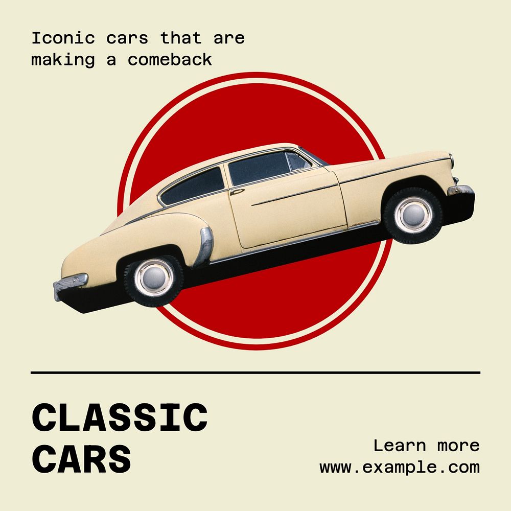 Classic cars Facebook post template, editable design