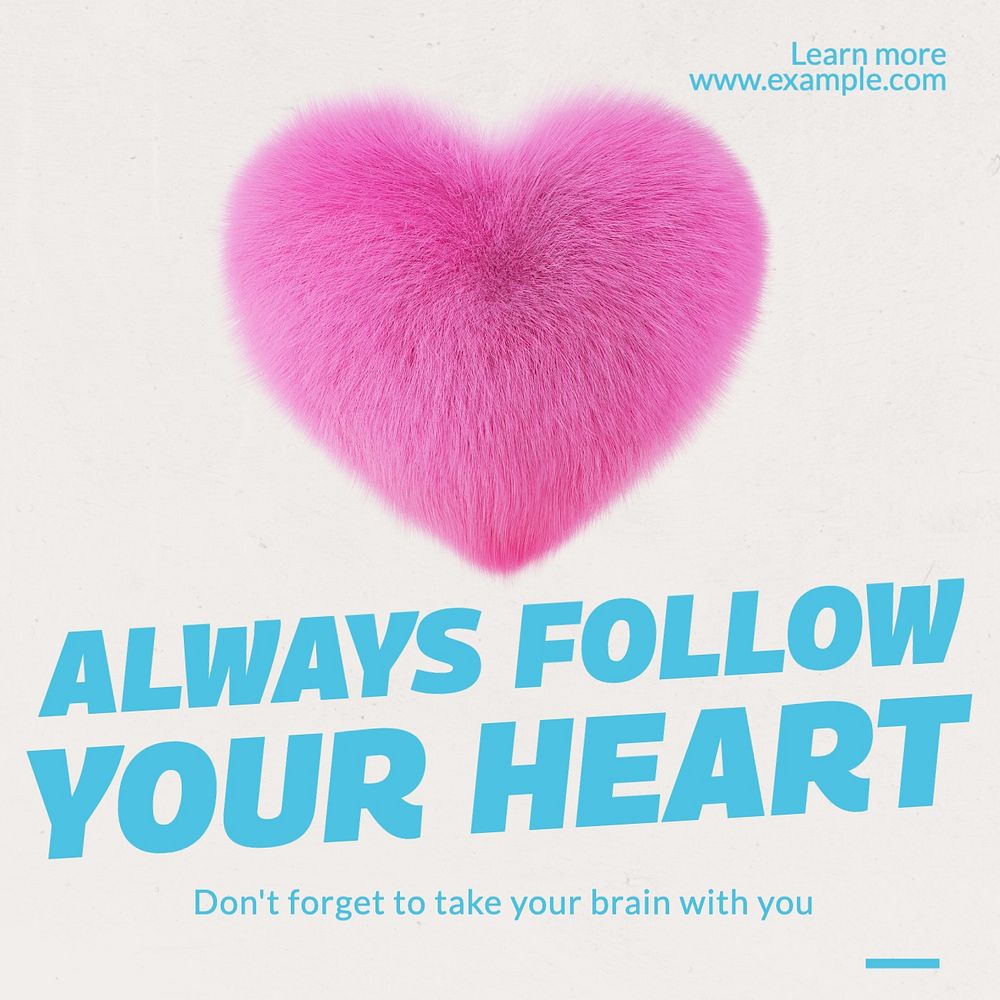 Follow your heart Facebook post template, editable design