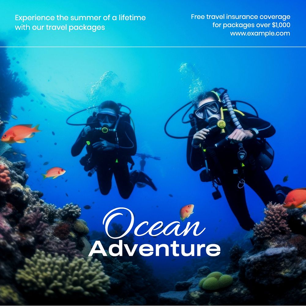 Ocean adventure Facebook post template, editable design