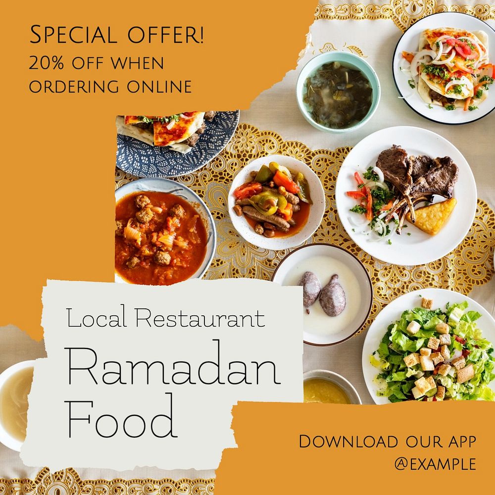 Ramadan food Facebook post template, editable design