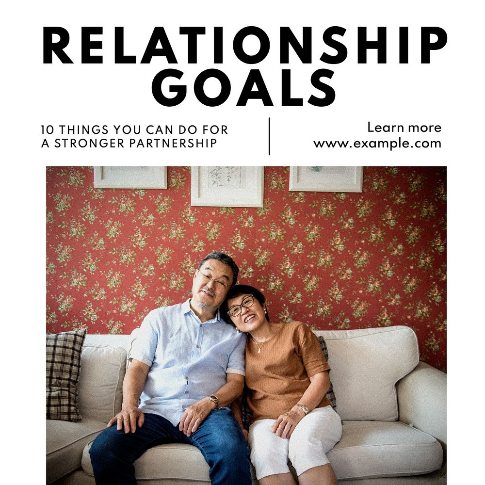 Relationship goals Facebook post template, editable design