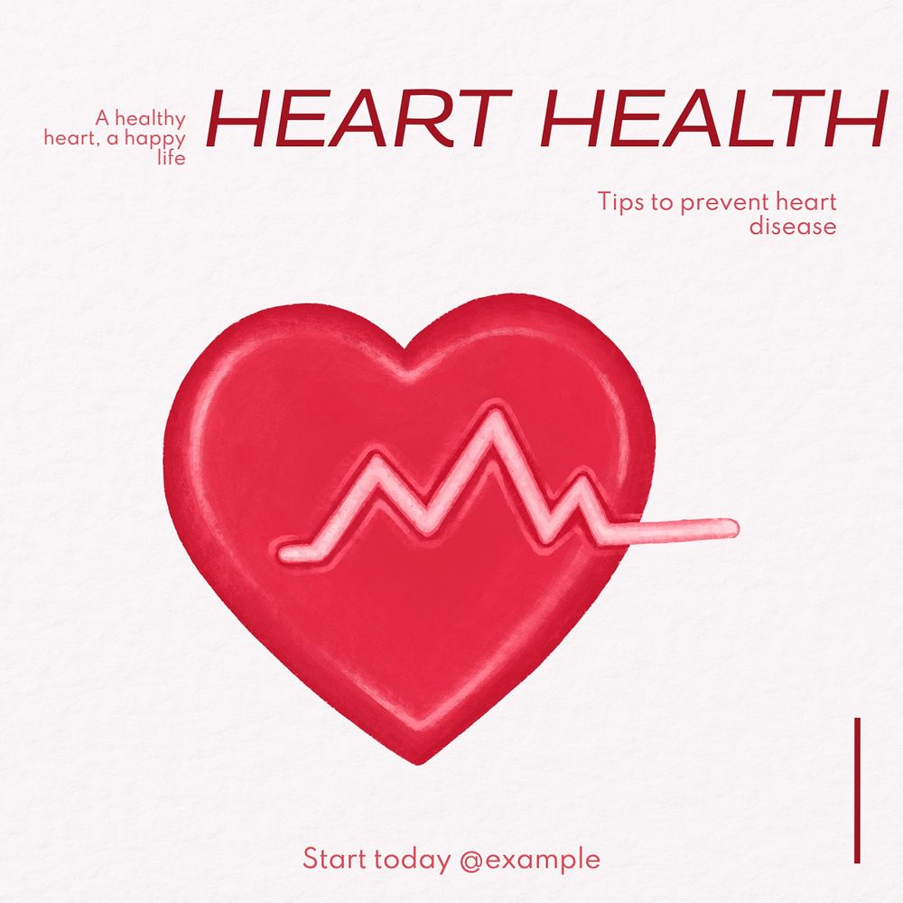 Heart health Facebook post template, editable design