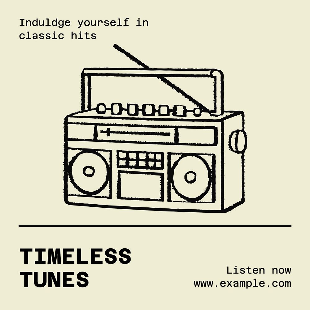 Timeless tunes Facebook post template, editable design