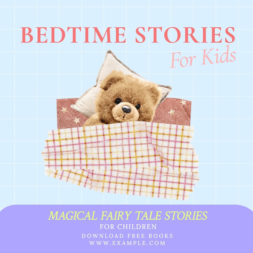 Bedtime stories Facebook post template, editable design