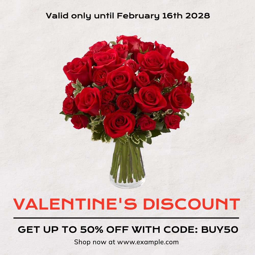 Valentine's discount Facebook post template, editable design