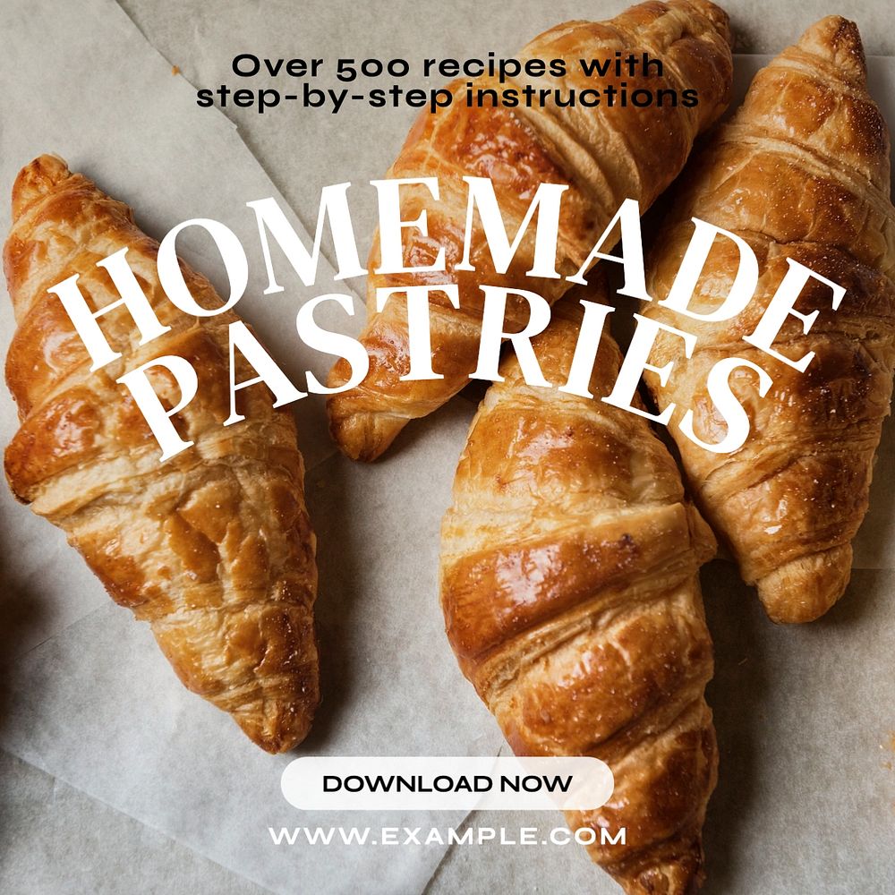 Homemade pastries Facebook post template, editable design