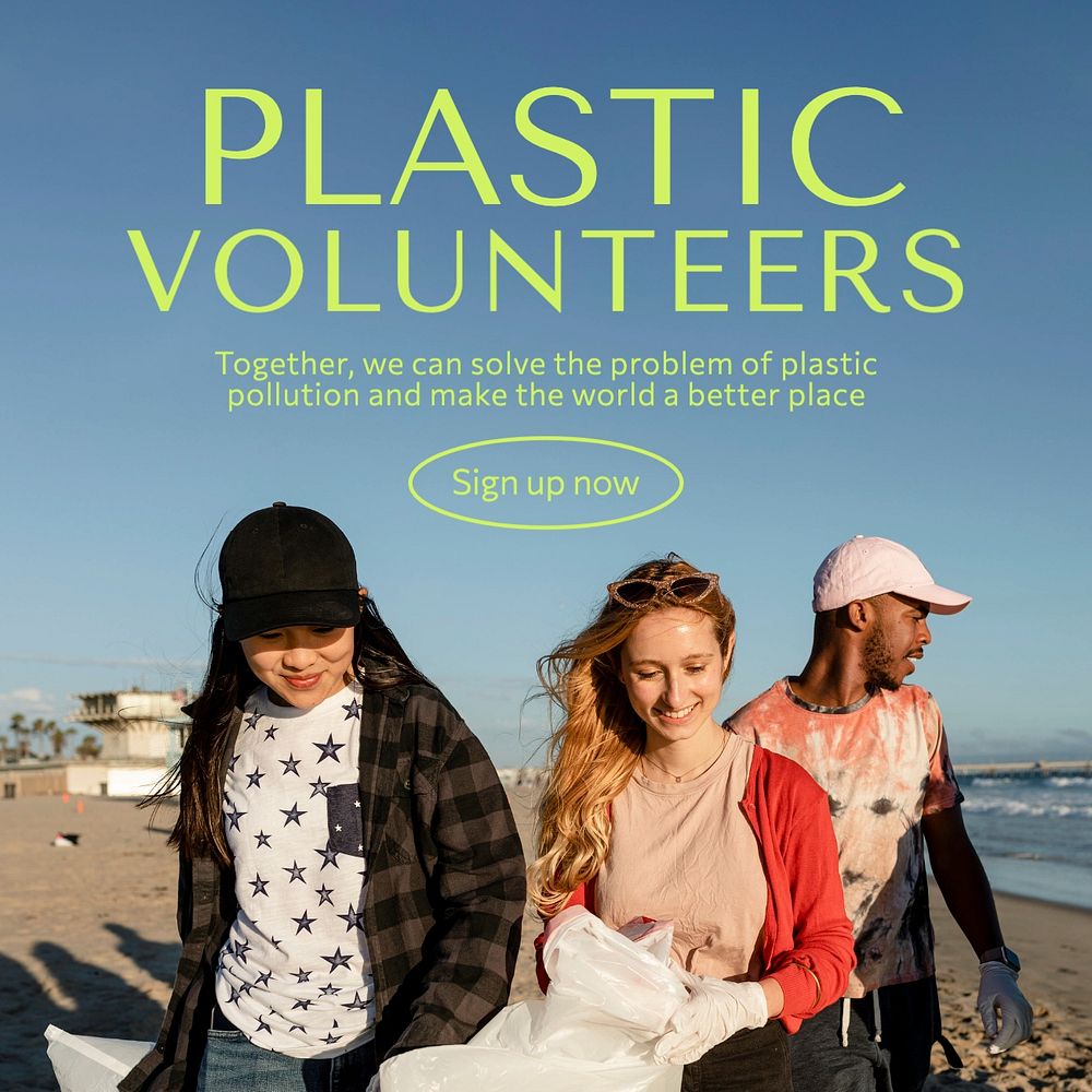 Plastic volunteers Facebook post template, editable design