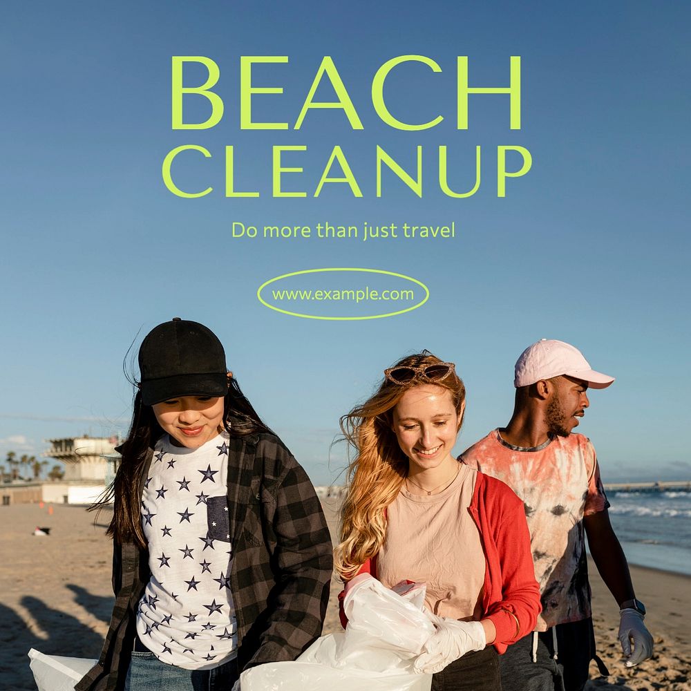 Beach cleanup Facebook post template, editable design