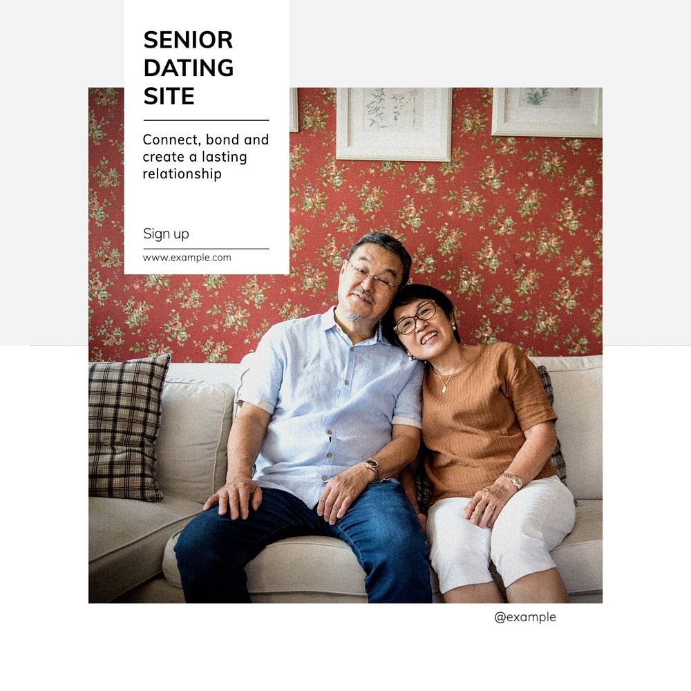 Senior dating site Facebook post template, editable design