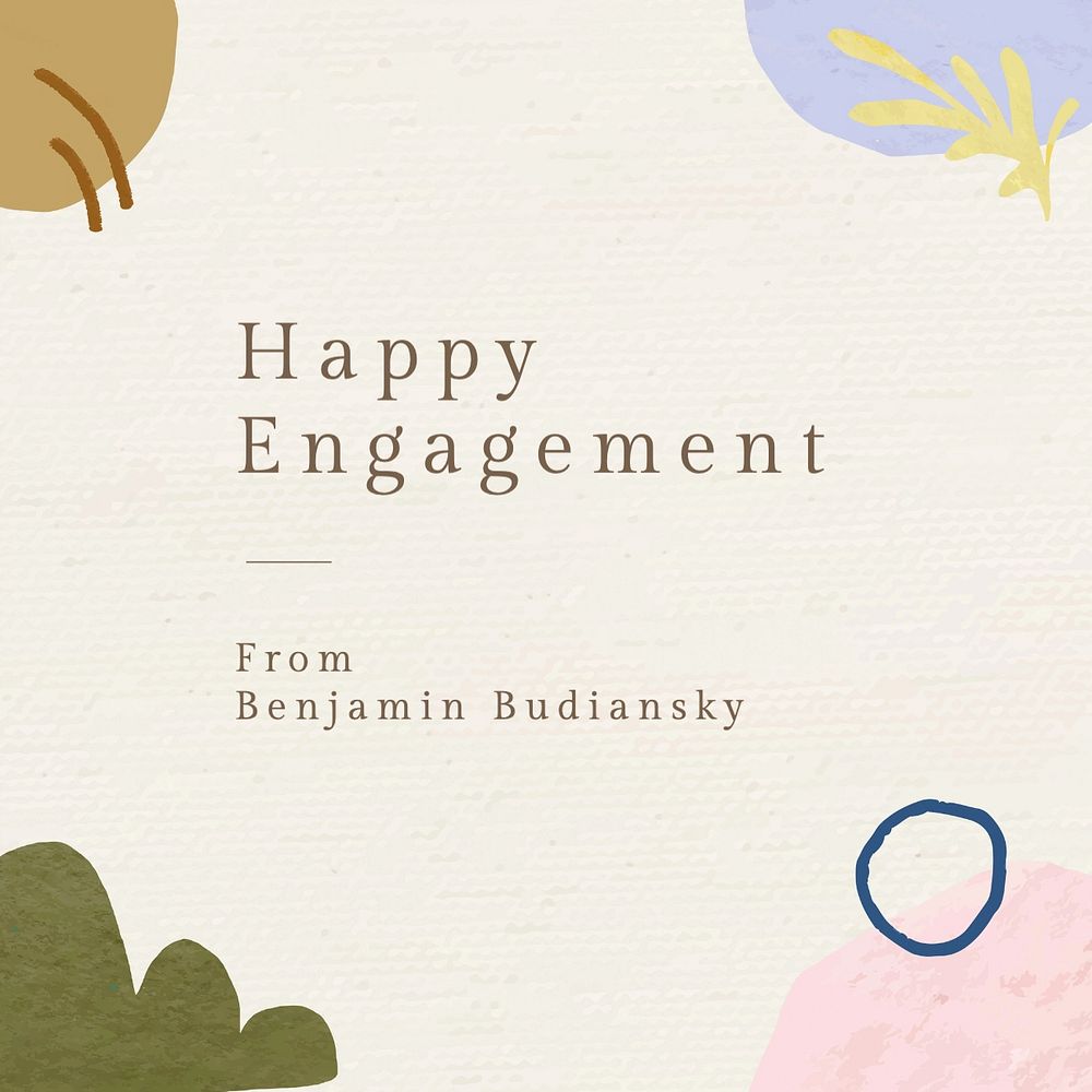 Happy engagement Instagram post template, editable text