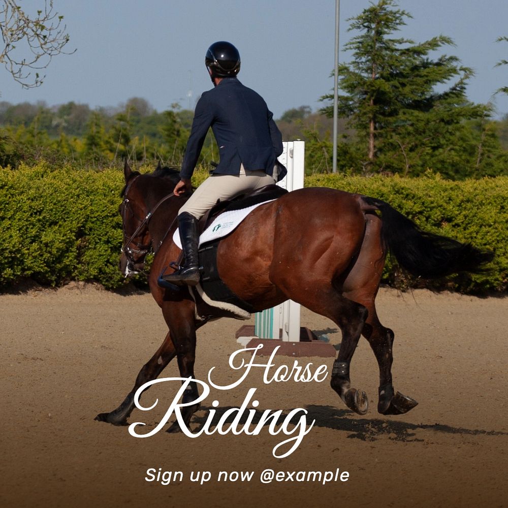 Horse riding Facebook post template, editable design