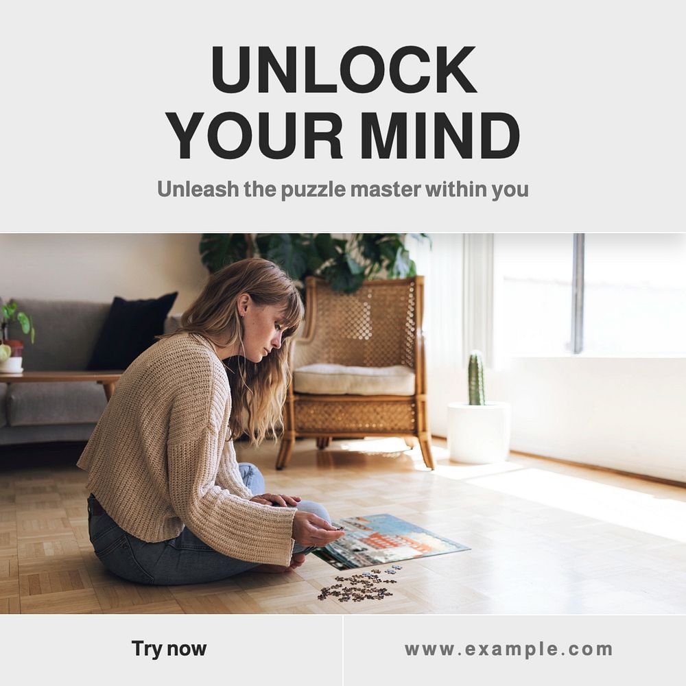 Unlock your mind Facebook post template, editable design