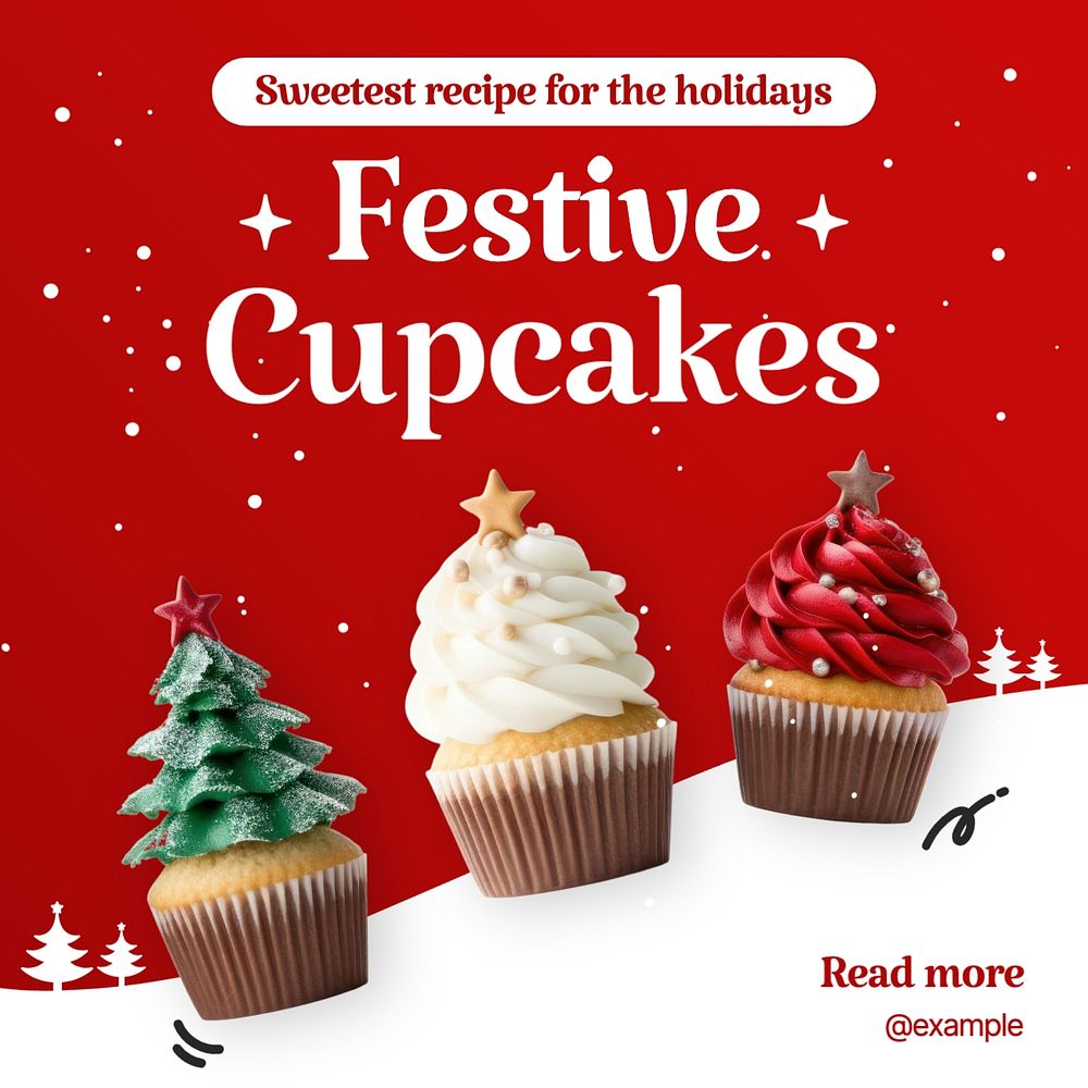 Festive cupcakes Instagram post template, editable social media design