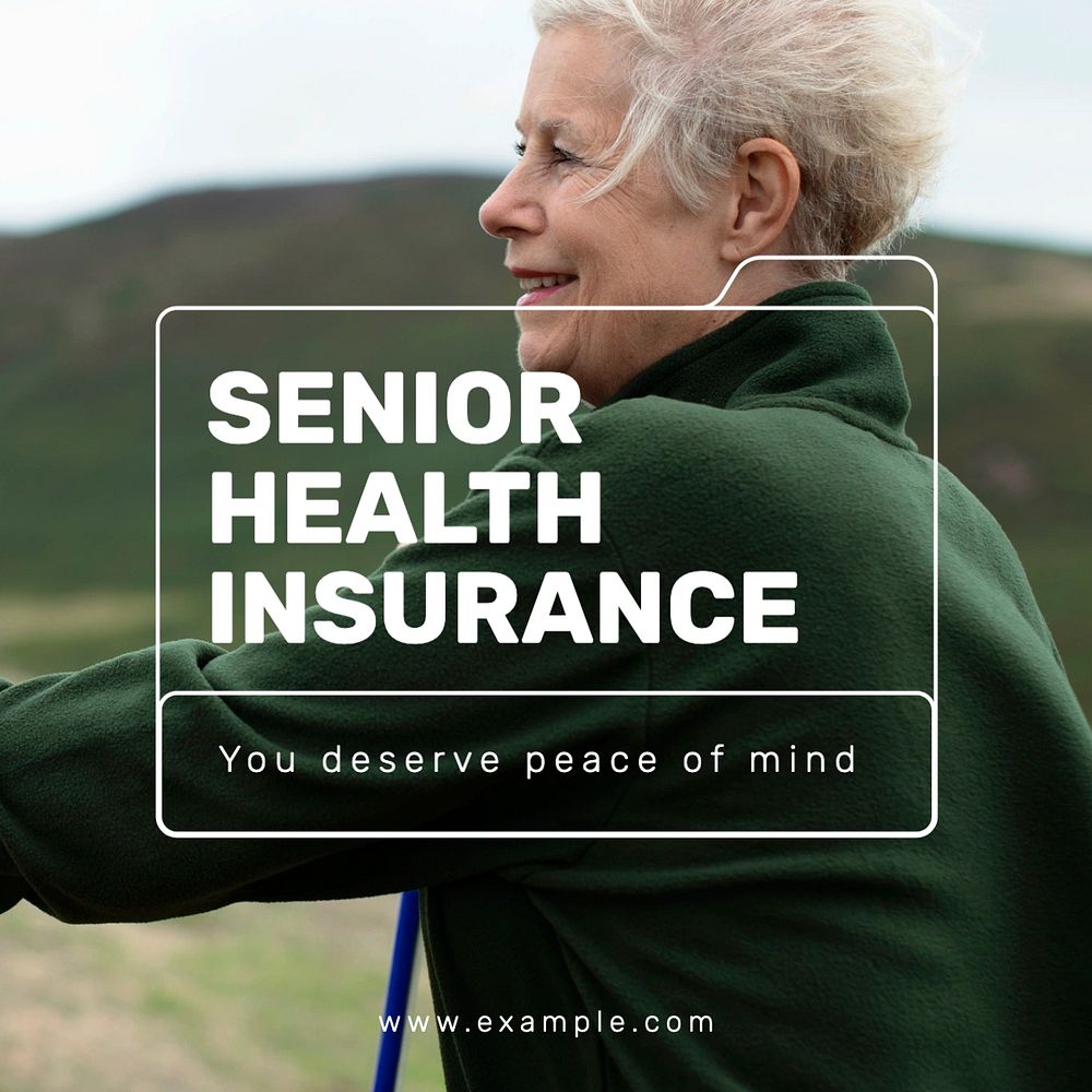 Senior health insurance Facebook post template, editable design