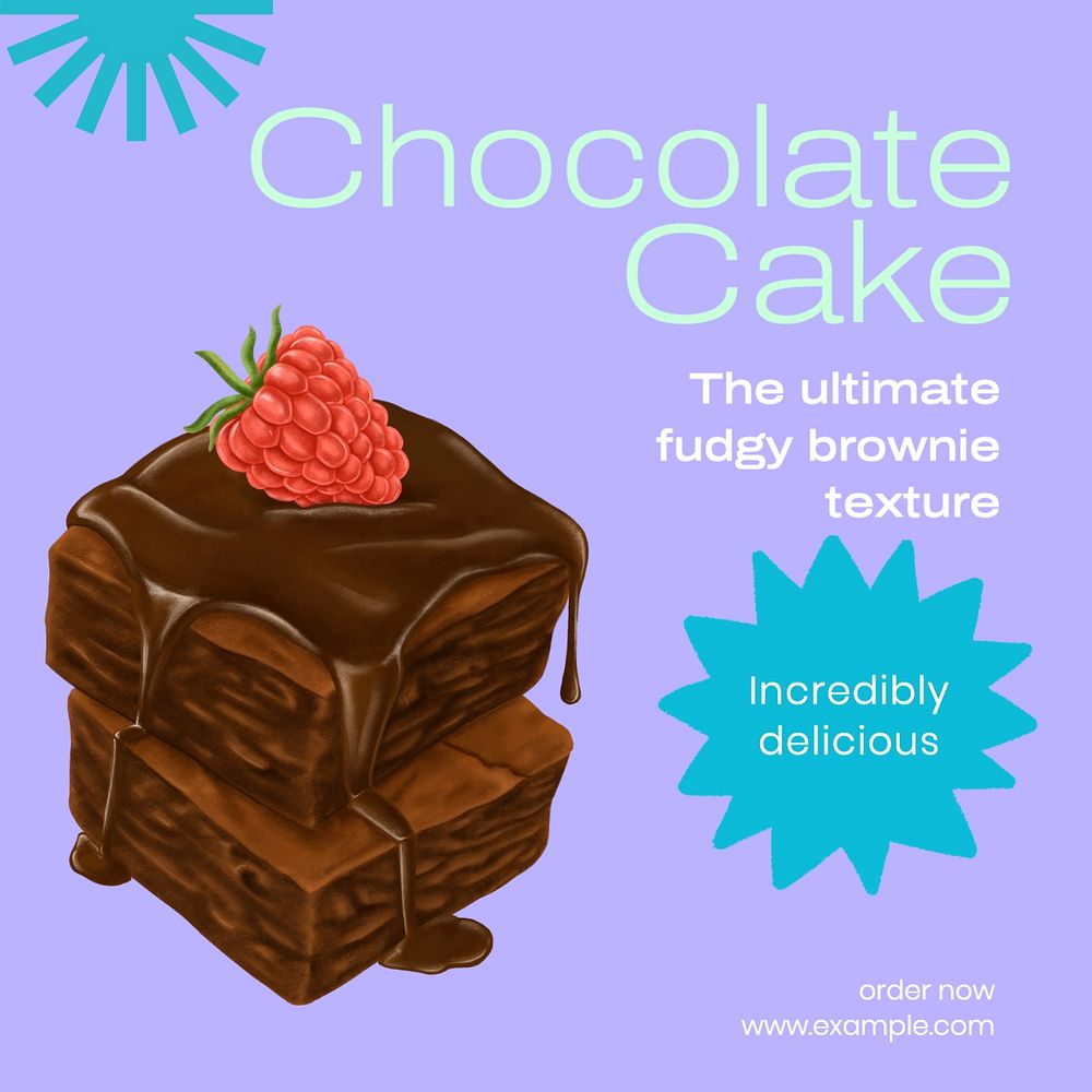 Chocolate cake Facebook post template, editable design