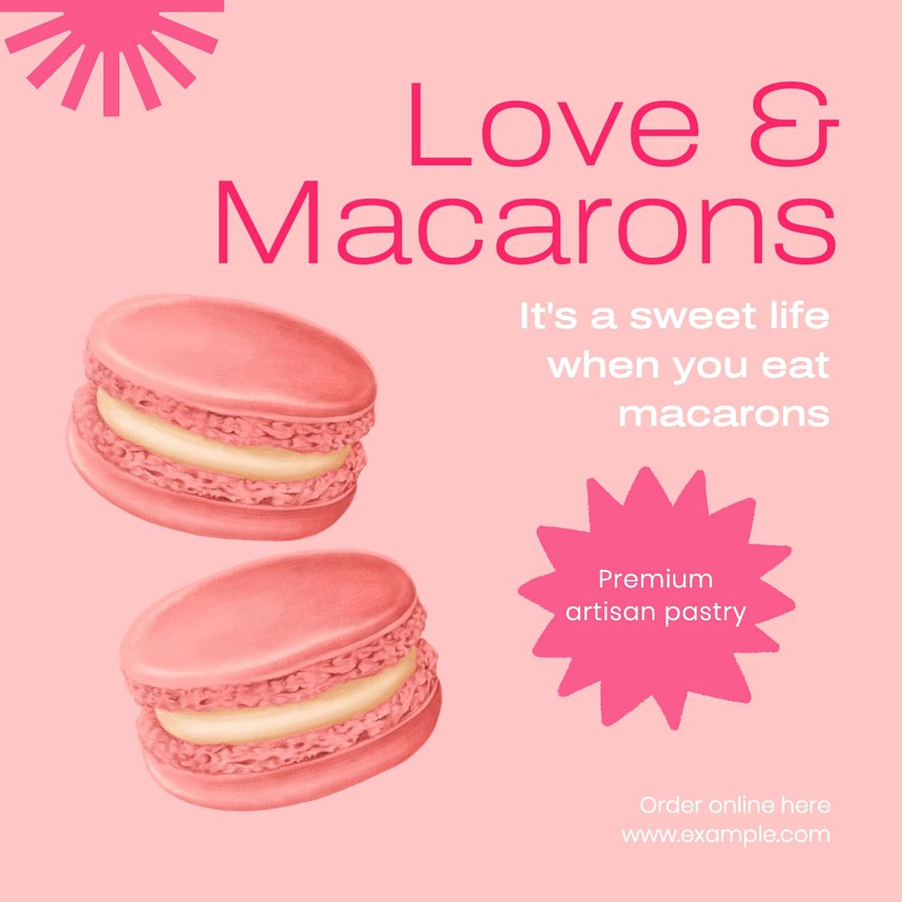 Macarons Facebook post template, editable design