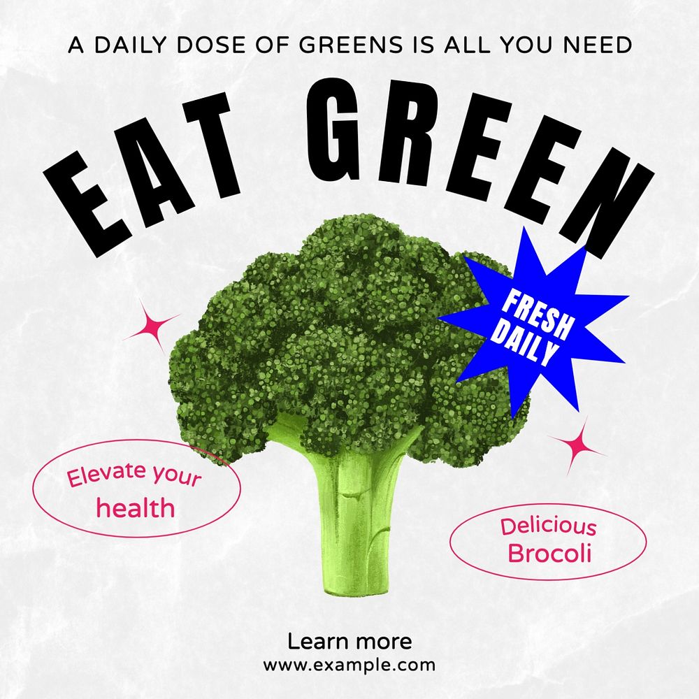 Eat green Facebook post template, editable design