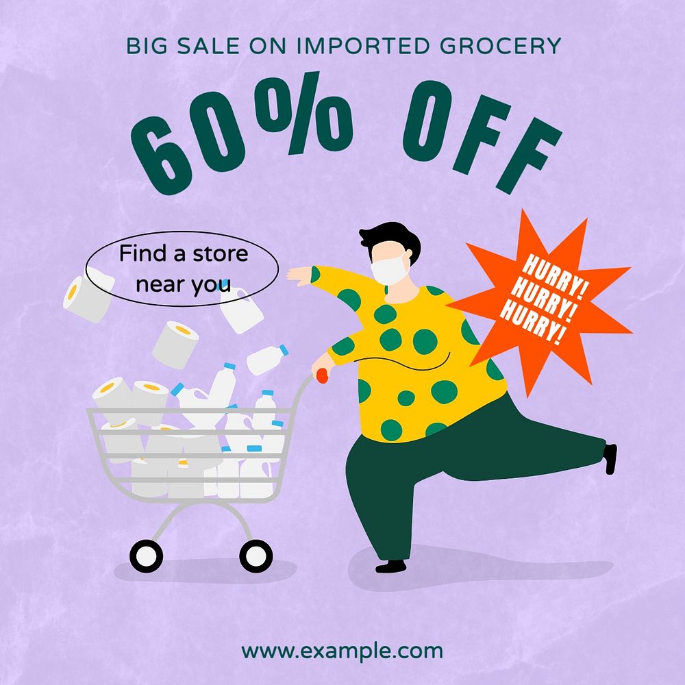 Grocery sale Facebook post template, editable design