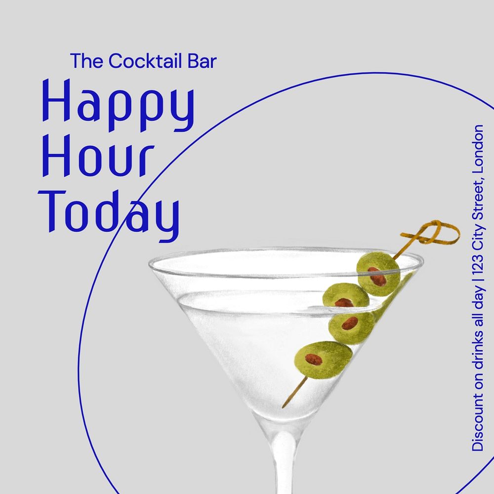 Happy hour Facebook post template, editable design