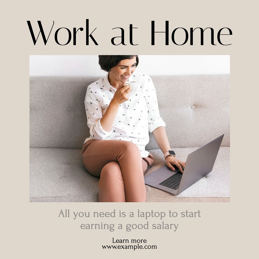 Work home Facebook post template, | Premium Editable Template - rawpixel