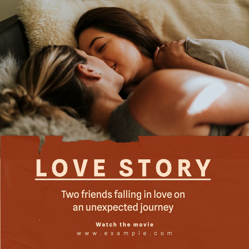 Love story Facebook post template, editable design