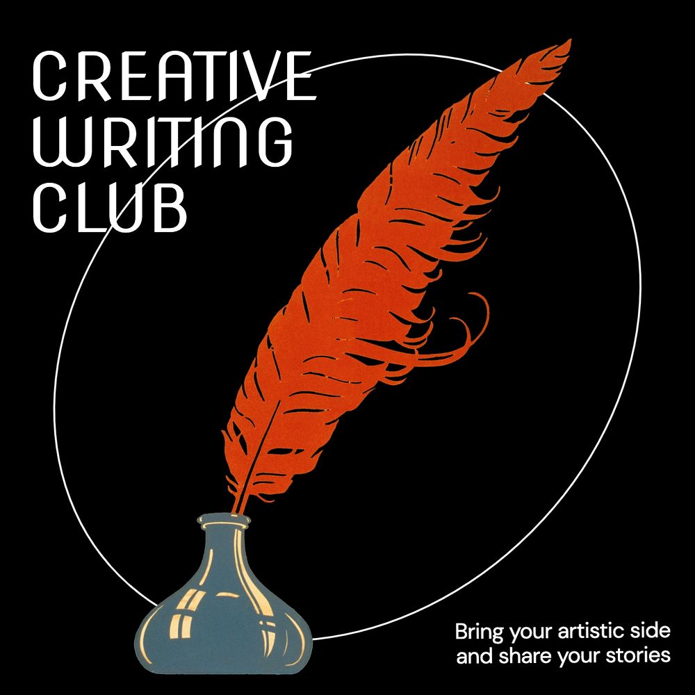 Creative writing club Facebook post template, editable design