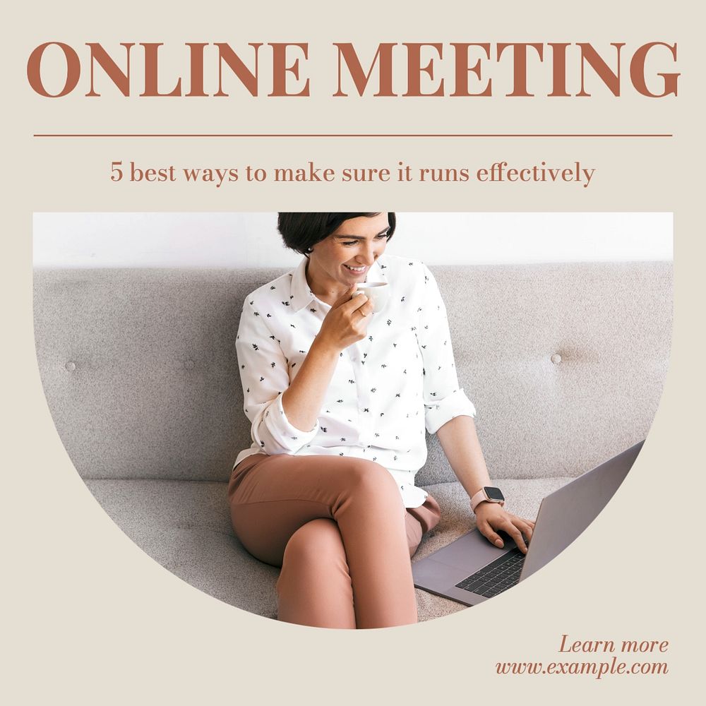 Online meeting Facebook post template, editable design