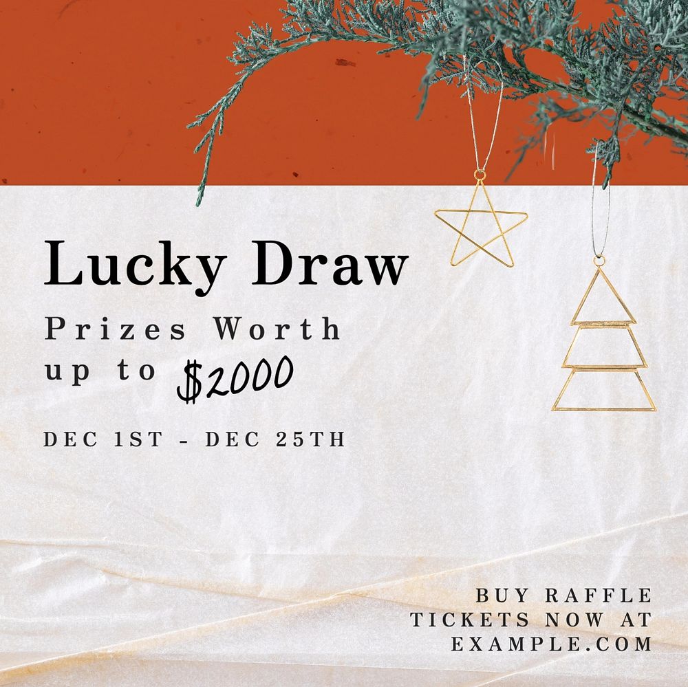 Lucky draw Instagram post template, editable text