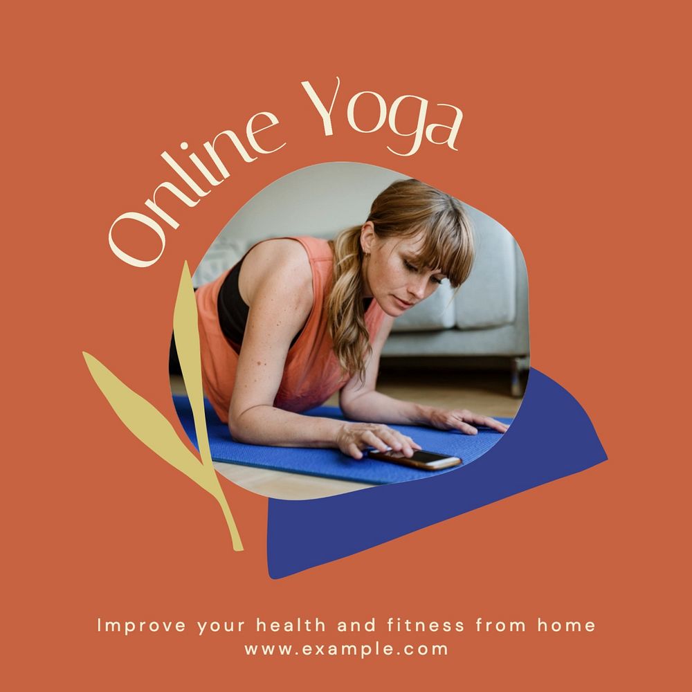 Online yoga Facebook post template, editable design