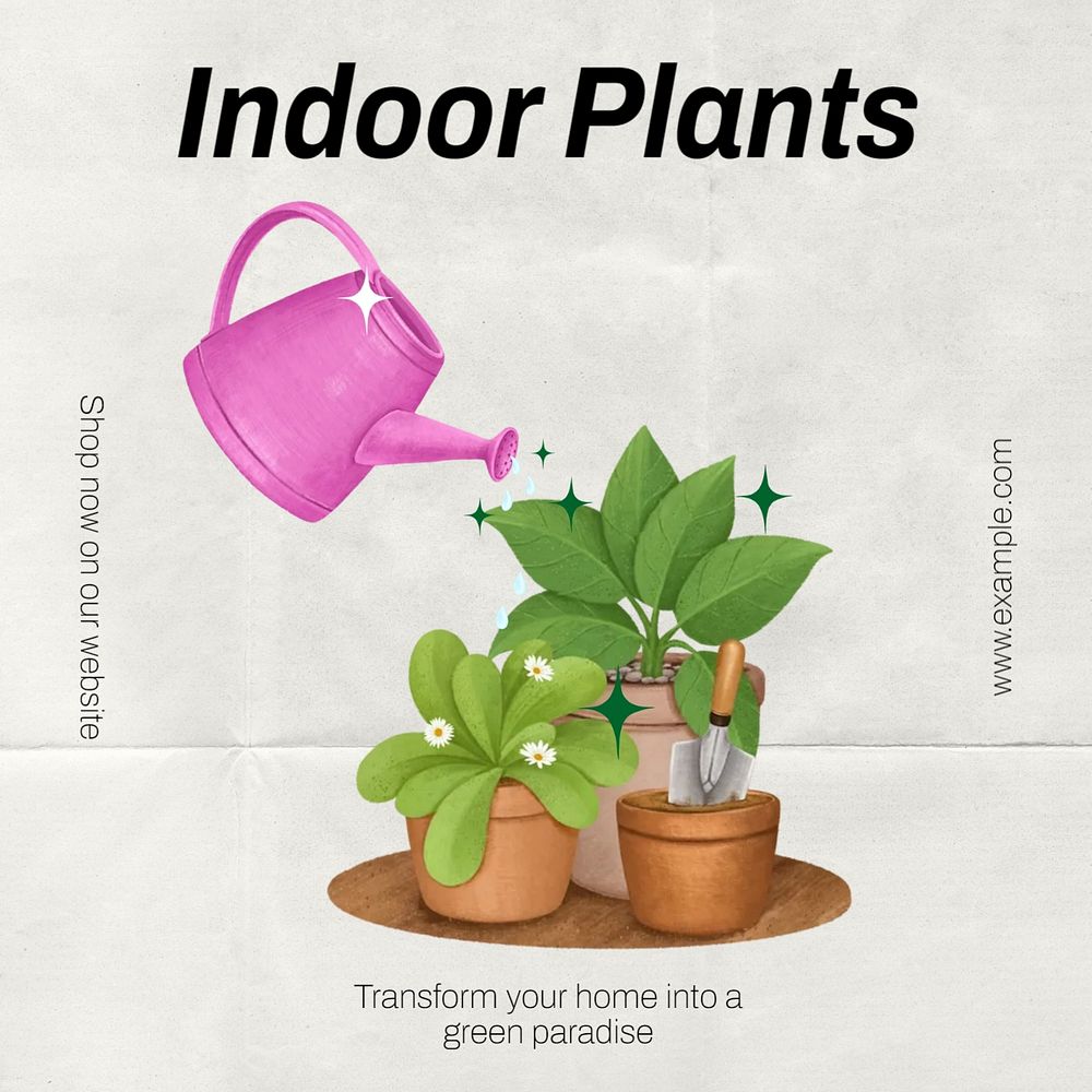 Indoor plants Facebook post template, editable design