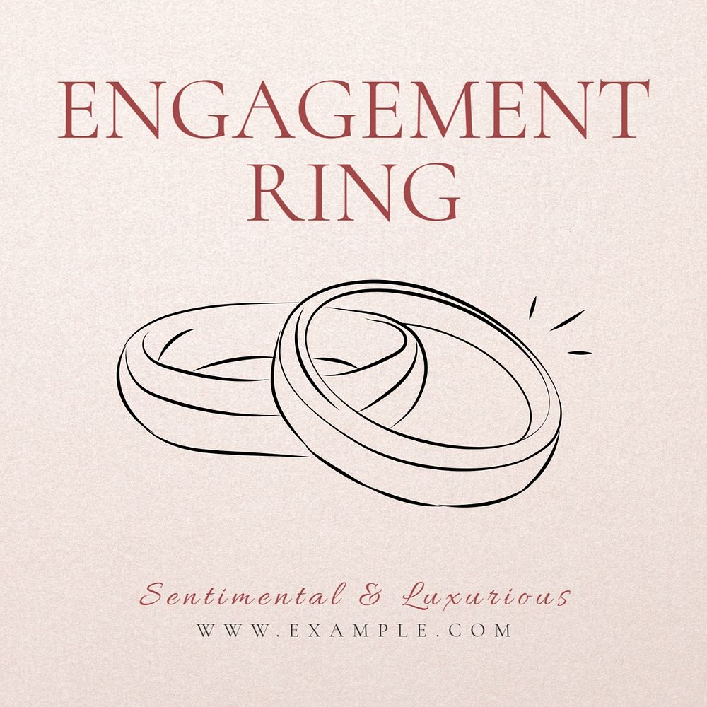 Engagement ring Facebook post template, editable design